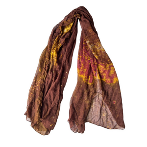 New Vivante tissue weight brown red gold scarf  lightweight modal